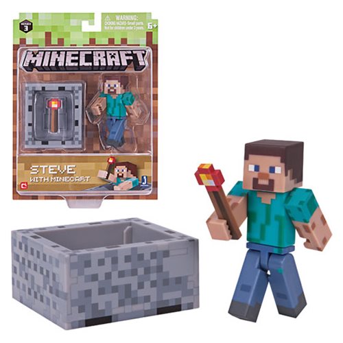 Minecraft Series 3 Steve with Minecart Figure Pack